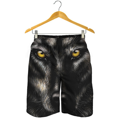 Black Wolf Portrait Print Men's Shorts