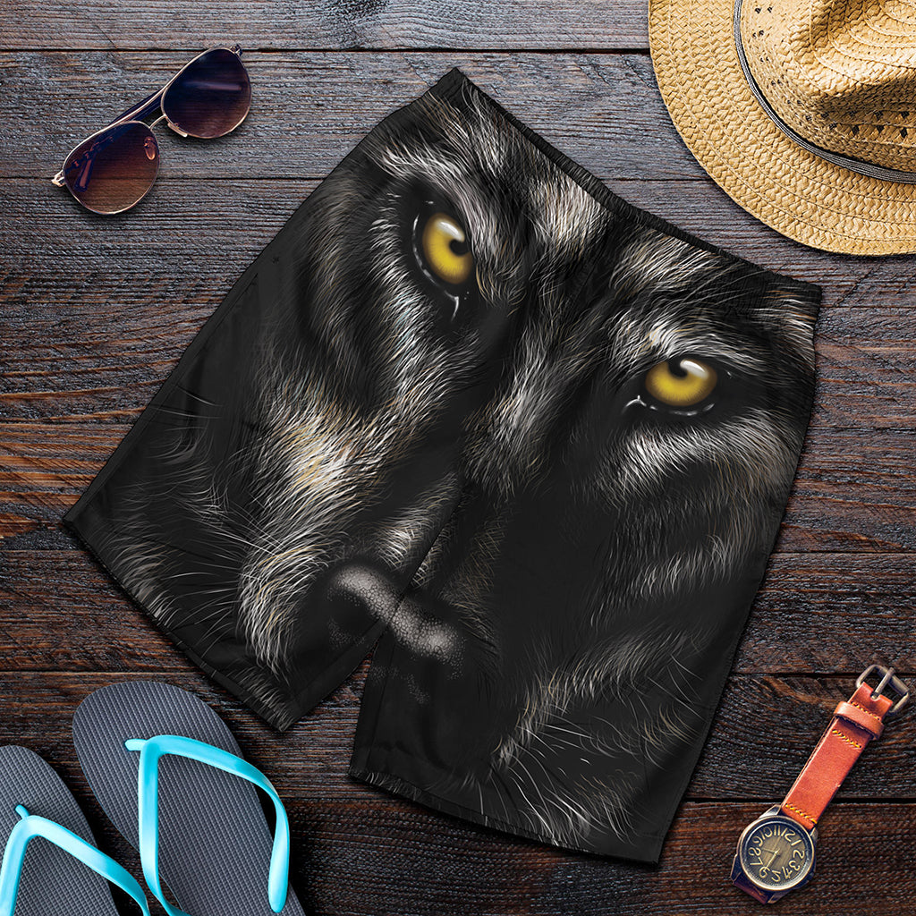 Black Wolf Portrait Print Men's Shorts