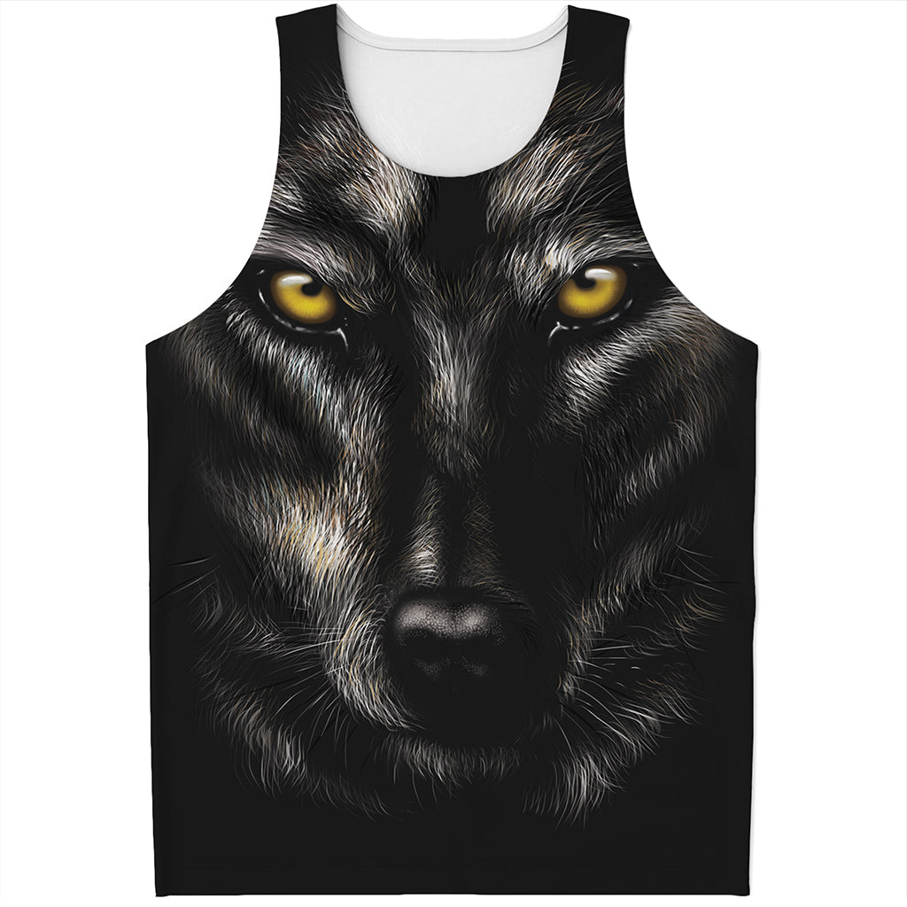 Black Wolf Portrait Print Men's Tank Top