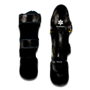 Black Wolf Portrait Print Muay Thai Shin Guard