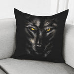 Black Wolf Portrait Print Pillow Cover