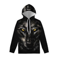 Black Wolf Portrait Print Pullover Hoodie