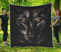 Black Wolf Portrait Print Quilt
