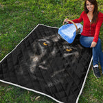 Black Wolf Portrait Print Quilt