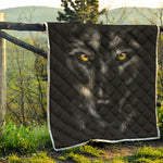 Black Wolf Portrait Print Quilt