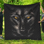 Black Wolf Portrait Print Quilt