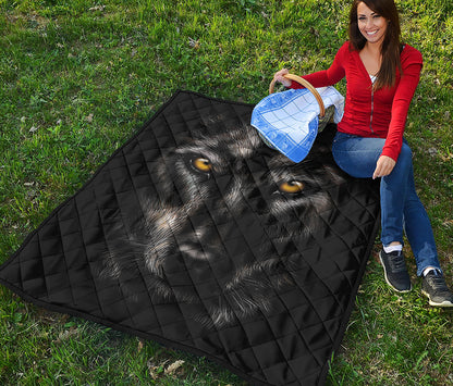Black Wolf Portrait Print Quilt