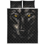 Black Wolf Portrait Print Quilt Bed Set