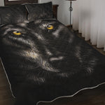 Black Wolf Portrait Print Quilt Bed Set