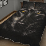 Black Wolf Portrait Print Quilt Bed Set