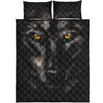 Black Wolf Portrait Print Quilt Bed Set