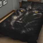Black Wolf Portrait Print Quilt Bed Set