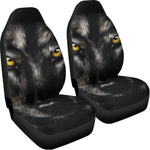Black Wolf Portrait Print Universal Fit Car Seat Covers