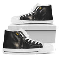 Black Wolf Portrait Print White High Top Sneakers