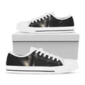 Black Wolf Portrait Print White Low Top Sneakers