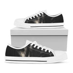 Black Wolf Portrait Print White Low Top Shoes