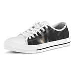 Black Wolf Portrait Print White Low Top Shoes