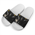 Black Wolf Portrait Print White Slide Sandals