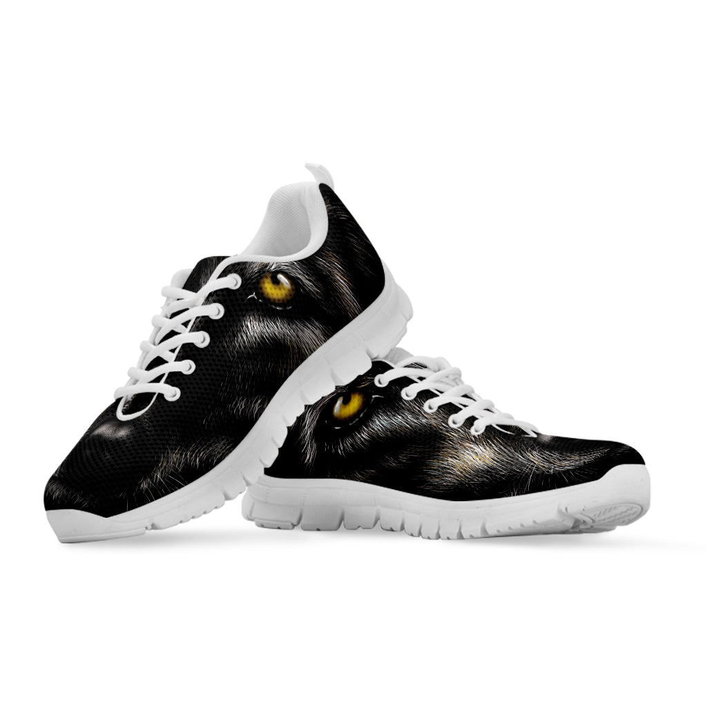 Black Wolf Portrait Print White Sneakers