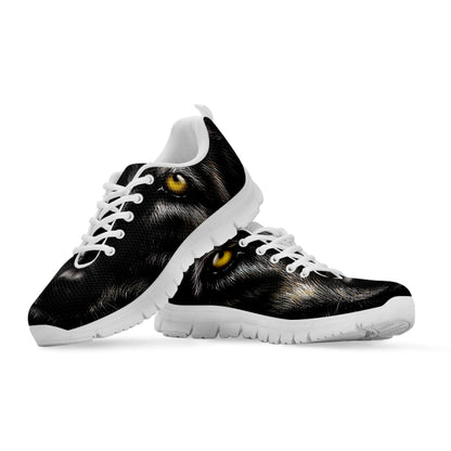 Black Wolf Portrait Print White Sneakers