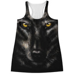 Black Wolf Portrait Print Women's Racerback Tank Top