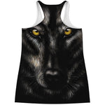 Black Wolf Portrait Print Women's Racerback Tank Top