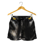 Black Wolf Portrait Print Women's Shorts