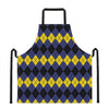 Black Yellow And Blue Argyle Print Apron