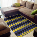 Black Yellow And Blue Argyle Print Floor Mat