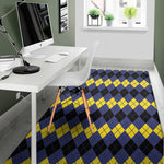 Black Yellow And Blue Argyle Print Area Rug