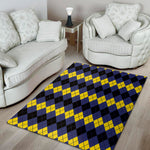 Black Yellow And Blue Argyle Print Area Rug