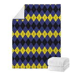 Black Yellow And Blue Argyle Print Blanket