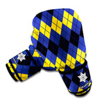Black Yellow And Blue Argyle Print Boxing Gloves