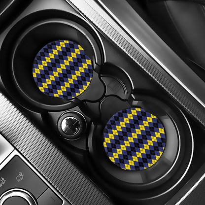 Black Yellow And Blue Argyle Print Car Coasters