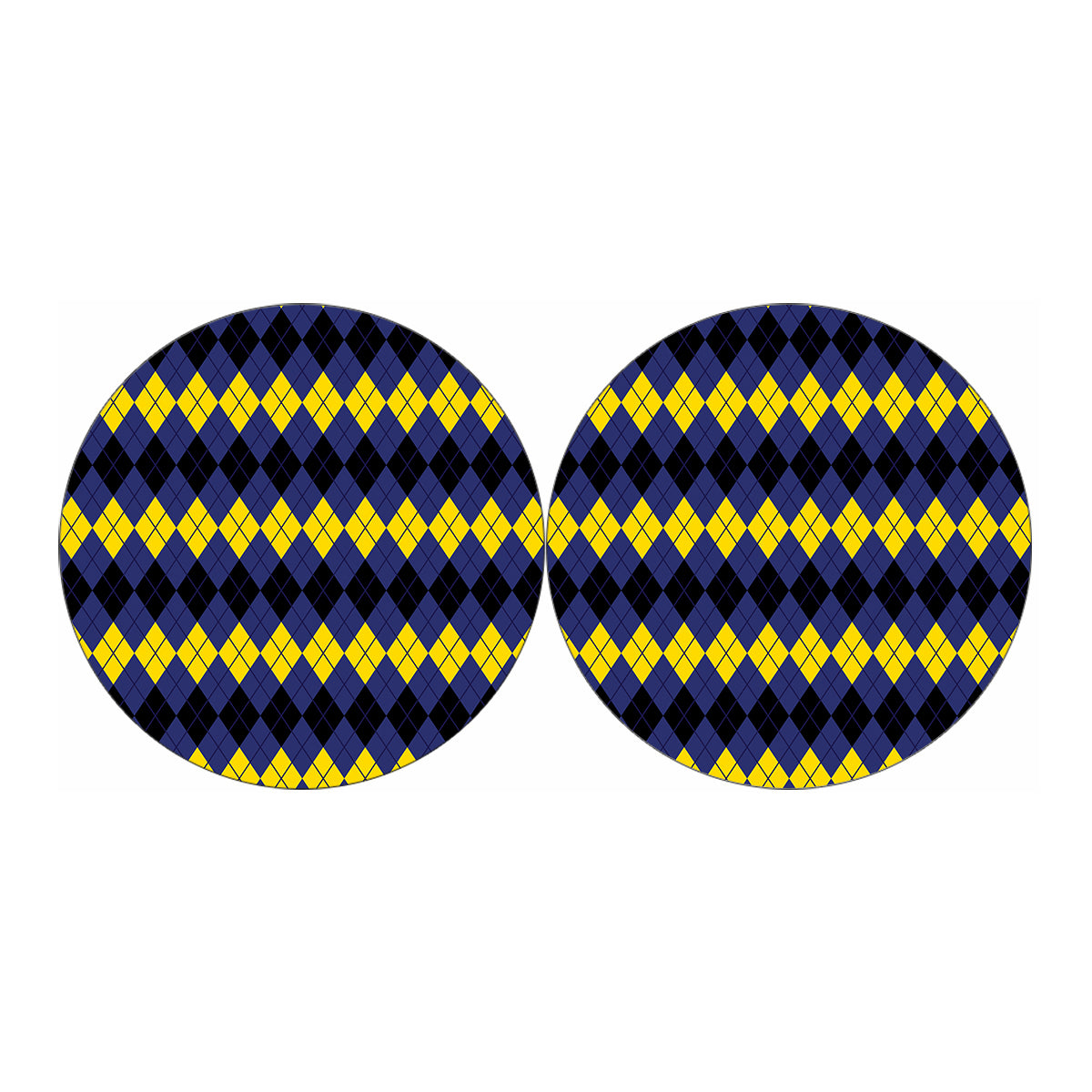 Black Yellow And Blue Argyle Print Car Coasters