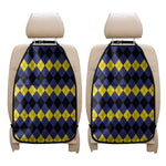 Black Yellow And Blue Argyle Print Car Seat Organizers
