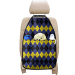 Black Yellow And Blue Argyle Print Car Seat Organizers