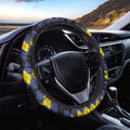 Black Yellow And Blue Argyle Print Car Steering Wheel Cover
