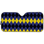 Black Yellow And Blue Argyle Print Car Sun Shade