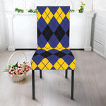 Black Yellow And Blue Argyle Print Dining Chair Slipcover