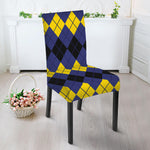 Black Yellow And Blue Argyle Print Dining Chair Slipcover