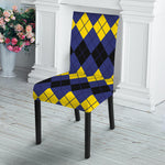 Black Yellow And Blue Argyle Print Dining Chair Slipcover