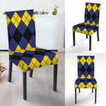 Black Yellow And Blue Argyle Print Dining Chair Slipcover