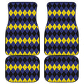 Black Yellow And Blue Argyle Print Front and Back Car Floor Mats