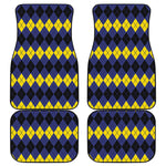 Black Yellow And Blue Argyle Print Front and Back Car Floor Mats
