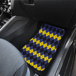Black Yellow And Blue Argyle Print Front and Back Car Floor Mats
