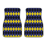 Black Yellow And Blue Argyle Print Front Car Floor Mats
