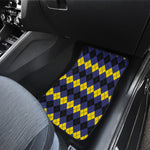 Black Yellow And Blue Argyle Print Front Car Floor Mats