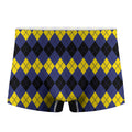 Black Yellow And Blue Argyle Print Men's Boxer Briefs