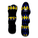 Black Yellow And Blue Argyle Print Muay Thai Shin Guard